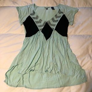 BKE Boutique Green Beaded Flowy Top